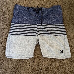 Hurley Navy and Light Gray Striped Shorts